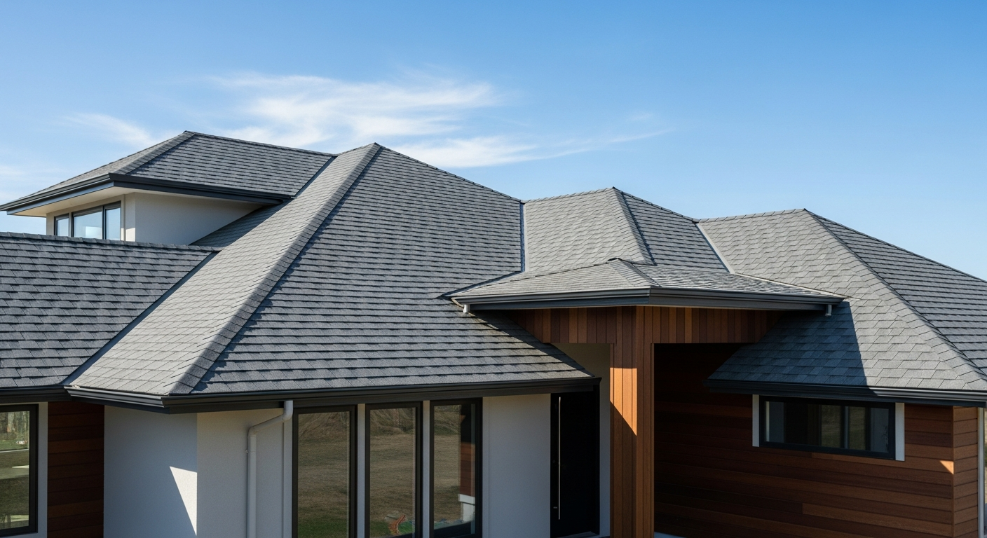 Architectural shingle roof on a modern Windsor home
