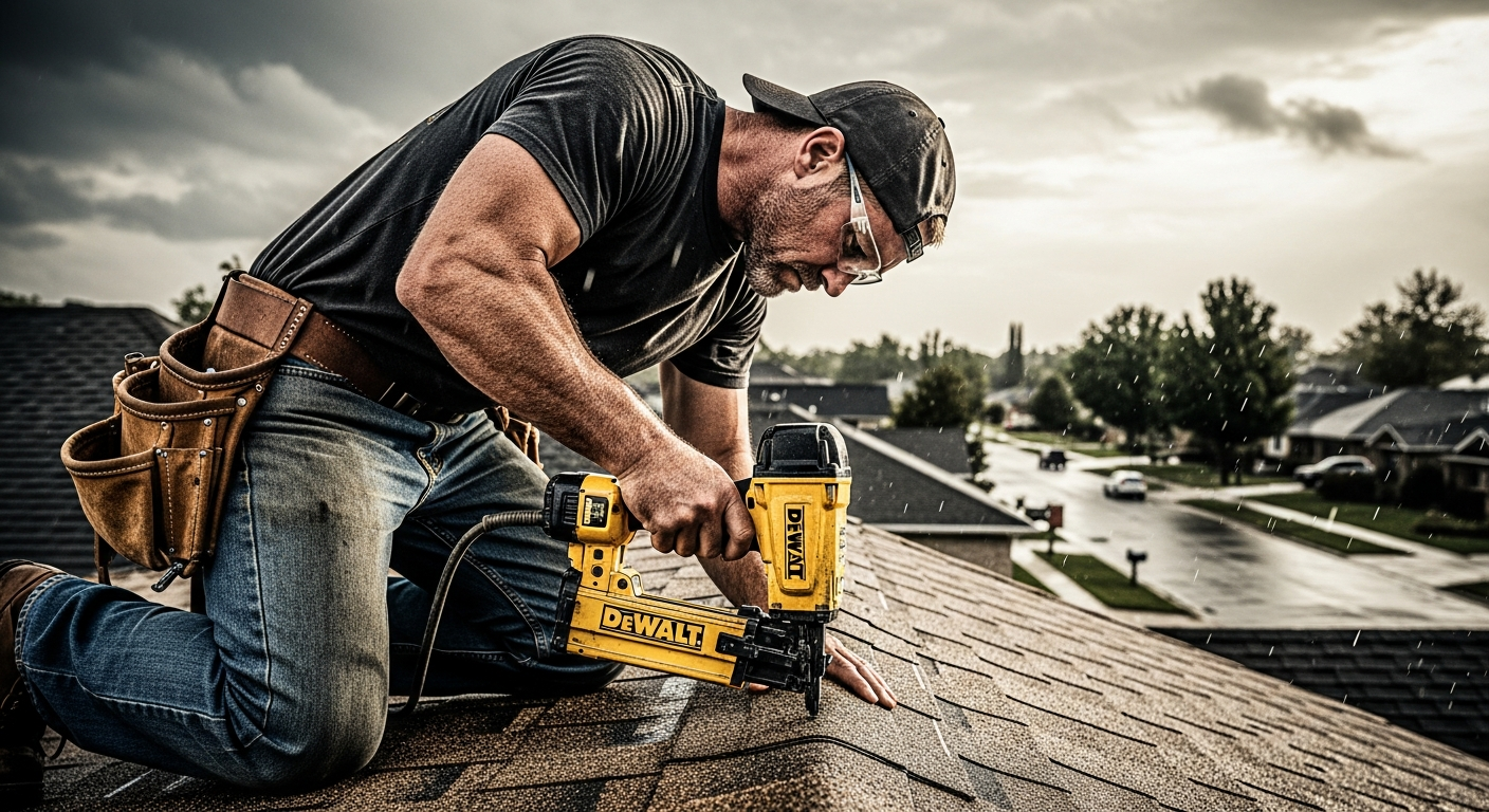 Windsor roofer installing shingles